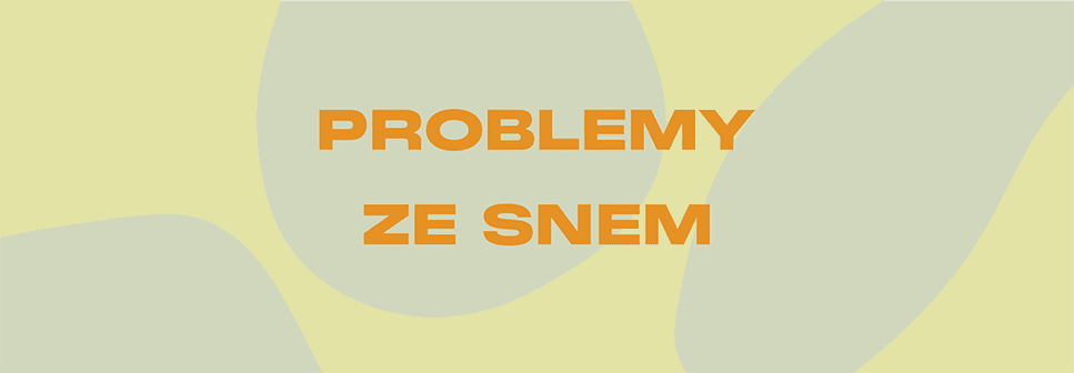 Grafika, na żółtym tle napis: PROBLEMY ZE SNEM.