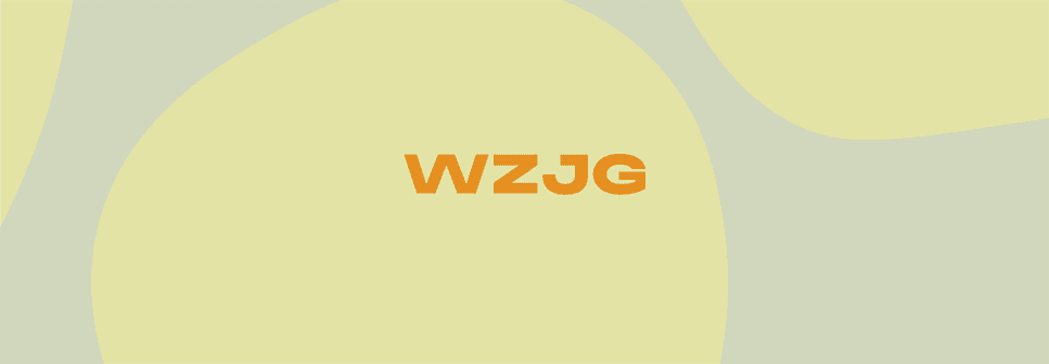 Grafika, na żółtym tle napis: WZJG.